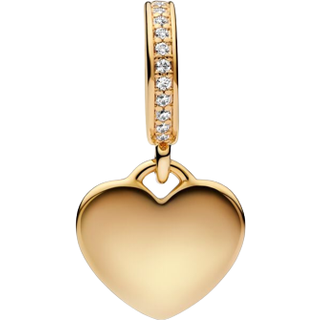 Pandora Engraving Heart Drop Charm - Gold