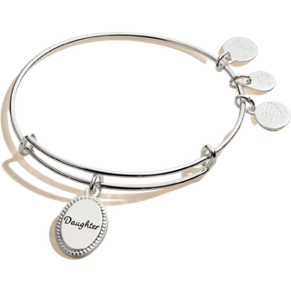 Alex og Ani fordi jeg elsker dig datter Expandable Wire Bangle Armb?nd til kvinder Mest Precious Gift Charm Shiny Antique Silver Finish 2 til 35