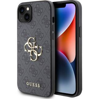 iPhone 15 Plus Guess 4G Big Metal Logo Hybrid Cover - Grå