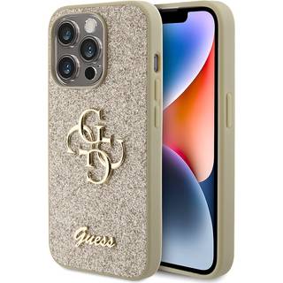 iPhone 15 Pro Guess Fixed Glitter 4G Metal Logo Cover - Sort