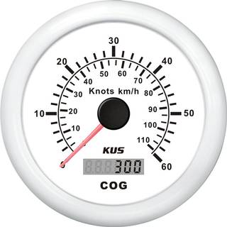Knobmåler KUS, Ø85 mm, 12 V / 24 V, GPS, hvid, 0 - 60 knob + giver