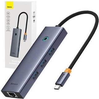 Baseus 4-i-1 USB-C hub til 3x USB-A 3.0 / 1x RJ45 - Grå