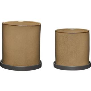 Hübsch Era Potte Beige Sæt af 2