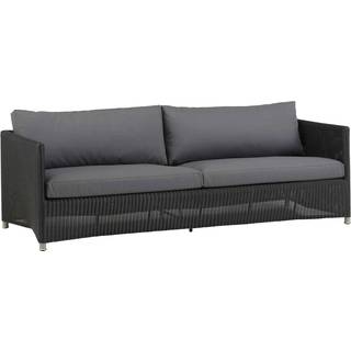 Cane-line diamond 3-pers sofa grafit flet inkl grå sunbrella natte hynder