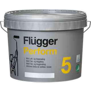 Svanemærket Væg og Loftmaling - Perform 5 Flügger 9,1 L Hvid