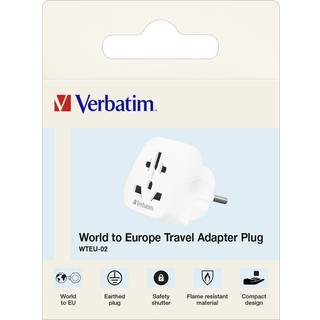 Verbatim rejseadapter 100-250V, 10A, hvid