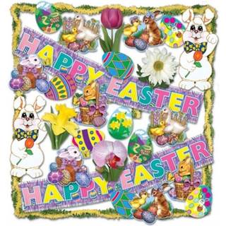 Beistle 36 Stykke Glad påskedekorationer til dit hjem - kanin og ægskæring outs Festooning Garland hængende bannere En størrelse flerfarvet