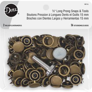 Dritz Long Prong 5/8in Antik messing inkluderer snaps & v?rkt?jer fastg?relsesmidler 5/8 """" 36 s?t