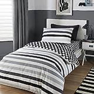 Bedlam Bedlam Grey Beckett Stripe Easy Care Duvet Cover Set
