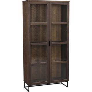 Rowico Everett vitrineskab i egetræ, stål og glas H195 x B95 cm - Sort/Brun