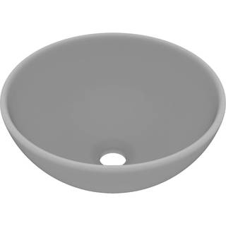 luksuriøs håndvask 32,5x14 cm rund keramisk mat lysegrå