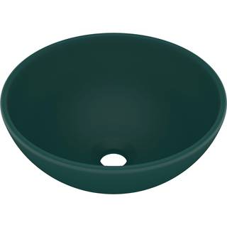 luksuriøs håndvask 32,5x14 cm rund keramisk mat mørkegrøn