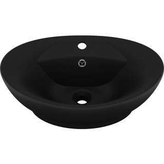 luksuriøs håndvask overløb 58,5x39 cm keramik oval mat sort
