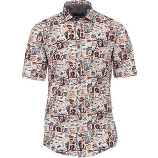 CasaModa Herren Kurzarmhemd gelb,multicolor gemustert