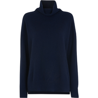 Whistles Whistles Blue Cashmere Roll Neck Jumper