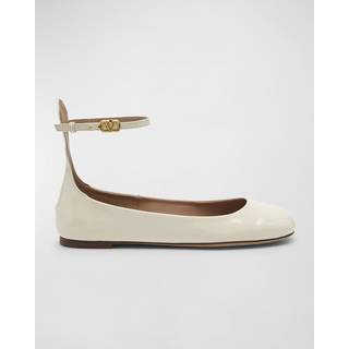 Valentino Garavani Tan-Go patent leather ballet flats - white - EU 35