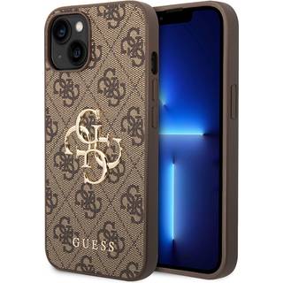 iPhone 15 Guess 4G Big Metal Logo Hybrid Cover - Brun
