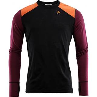 Aclima LightWool Reinforced Crew Neck Man Jet Black/Zinfandel/Orange Tiger, S