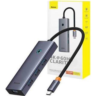 Baseus 6in1 Hub UltraJoy USB-C do HDMI4K@60Hz+4xUSB 3.0+PD (space grey) USB hub - USB 3.0 - 6 ports - Grå