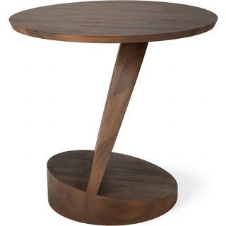 Ethnicraft - Oblic Side Table - Varnished Teak - Brown - Round -52 x 52 cm - Sideborde - Alain Van Havre - Brun - Træ