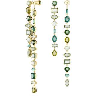 Gema Drop-Ohrhänger, Asymmetrisches Design, Verschiedene Schliffe, Extralang, Grün, Goldlegierungsschicht