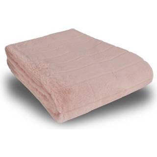 Plaid i fake fur - 135x190 cm - Rosa med striber - Blødt tæppe fra Nordstrand Home