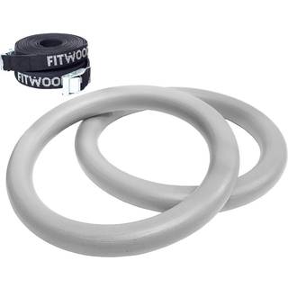 FitWood ULPU MINI Gymnastikringe 28mm - Grå overflade / Sort Strop