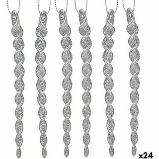 Julepynt Sølvfarvet Plastik Skinne 13,5 x 1 x 5,5 cm (24 enheder)
