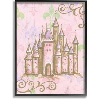 Stupell Industries the Kids Room af Stupell Castle med Fleur de Lis p? lyser?d baggrund sort indrammet v?gkunst 16 x 20 design af kunstner Reesa