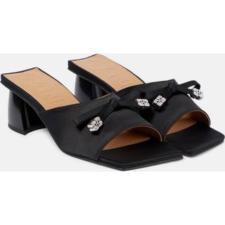 Ganni Bow-embellished satin mules - black - EU 37
