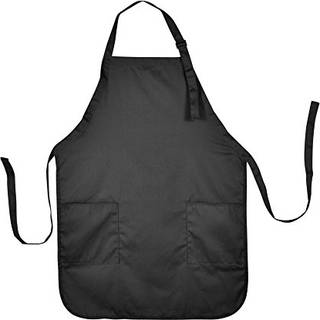 Dalix Apron Commercial Restaurant Home Bib Spun Poly Cotton Kitchen förkläden (2 fickor) i svart