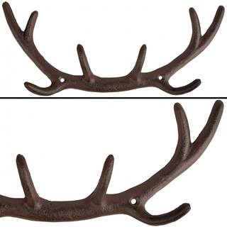 Wandgarderobe Geweih Garderobenhaken Hirsch Rustikal Gusseisen Antik-Stil Braun