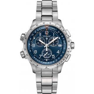 Hamilton Khaki Aviation X-Wind GMT Quartz Blue Dial Steel Strap Men's Watch H77922141