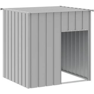 hundehus med tag 110x103x109 cm galvaniseret stål lysegrå