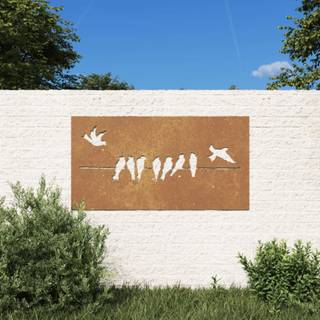 udendørs vægdekoration 105x55 cm fugledesign cortenstål
