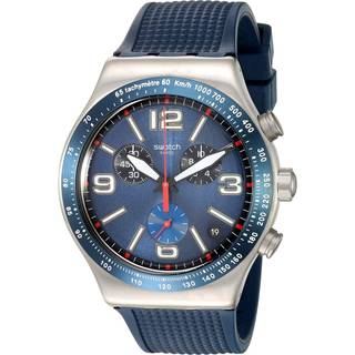 Swatch Blue Grid Tachymeter Chronograph Blue Dial Men's Watch YVS454