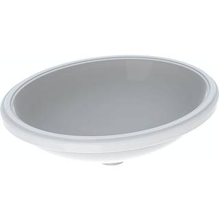 Geberit VariForm håndvask til underlimning oval: B1=50cm, T=46cm, Hanehul=Uden, Overløb=Uden, Hvid / KeraTect