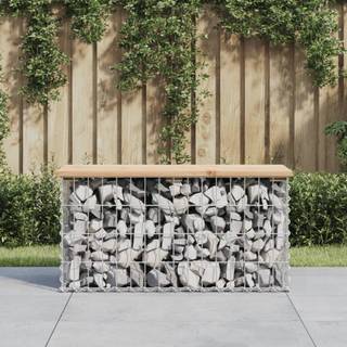 havebænk med gabiondesign 83x31,5x42 cm massivt fyrretræ