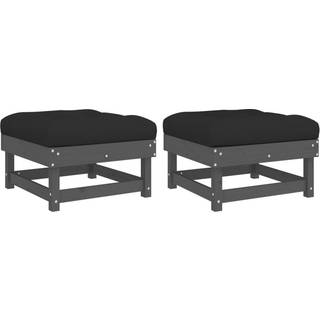 Hjørnemodul Med Hynder Massivt Fyrretræ - Fyrretræ grå / 2x fodskammel