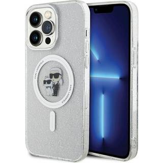 iPhone 15 Pro Max Karl Lagerfeld IML Glitter Karl & Choupette MagSafe Cover - Klar