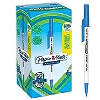 Paper Mate Kilometrico kuglepenne | Lang skrivning med mellempunkt (1,0 mm) | Blåt blæk | 80% genanvendt plast | 50 Stk