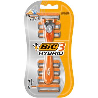 BIC 3 Hybrid All-In-One Barberskraber + 6 Barberblade