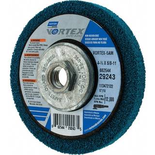 Norton Bear-Tex Deprimerad Center Vortex Rapid Finish Unified Nonwoven Abrasive Wheel Type 27 4-1/2 """" Diameter 5/8 """"-11 Arbor Grit 5am (Pack of