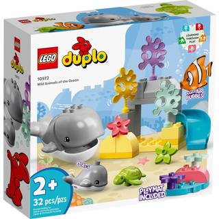 LEGO Duplo Wild Animals of the Ocean Set 10972 med hval og skildpadde havdyrfigurer og playmat uddannelsesm?ssige leget?j med sjove farver til sm