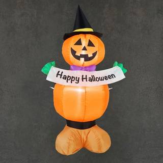 Oppusteligt halloweengræskar med lys
