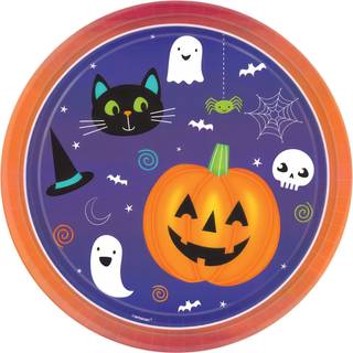 Halloween paptallerkner 8 stk. - Græskar