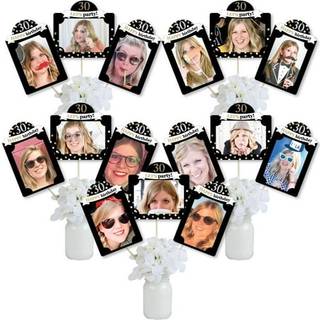 Stor prik af lykke Voksen 30 -?rs f?dselsdag - Guld - f?dselsdagsfest Billede midtpunkt Sticks - Fotobord Toppers - 15 stykker