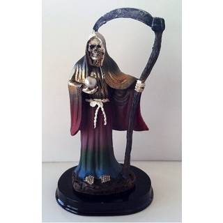 5 tommer Rainbow Santa Muerte Saint Death Grim Reaper Statue Figurine