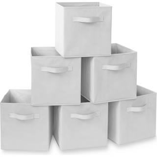 Casafield S?t med 6 sammenfoldelige stofterningopbevaringsbakke hvidt - 11 """" sammenfoldelige kludkurve til hylder cubby arrang?rer og mere