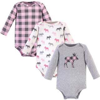 Hudson baby unisex bodysuits bomuld langærmet lyserød elg 3-6 måneder lyserød elg 3-pak 3-6 måneder os